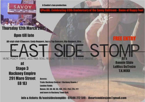 East Side Stomp Thursday 12th March 2015 Flyer